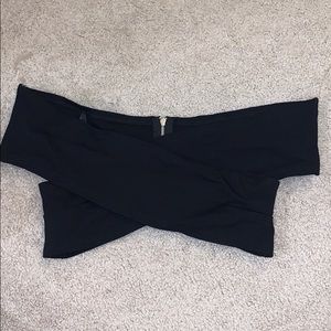Black off the shoulder crop top